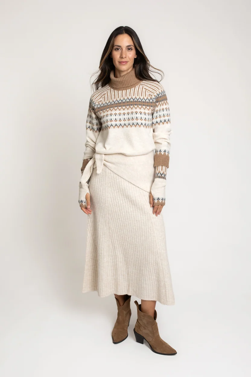 JERSEY JACQUARD NÓRDICO CRUDO, CAMEL Y GRIS